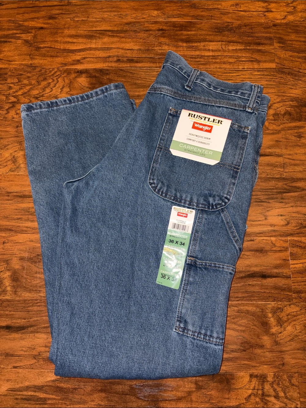 Wrangler Men's Relaxed Carpenter Jeans in Denim Blue 36x34